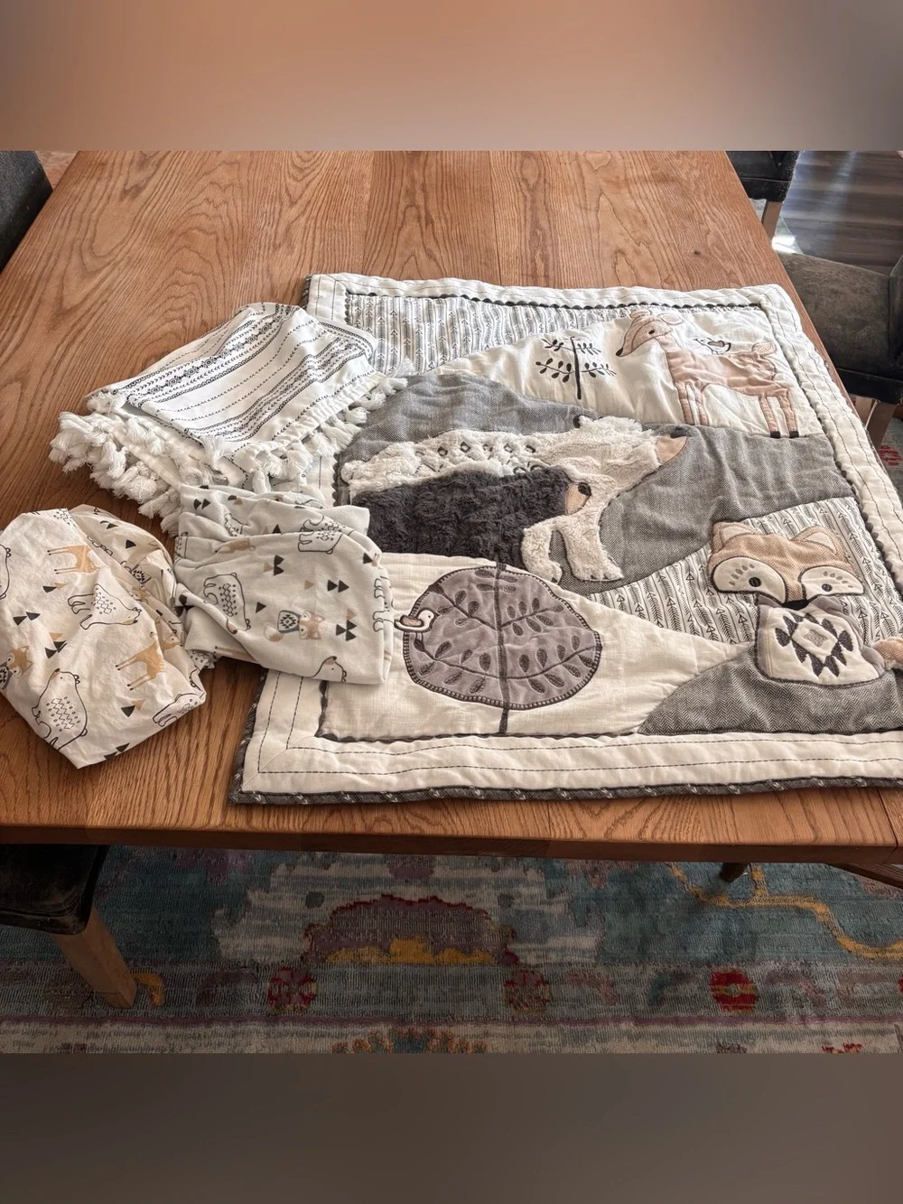 Neutral Woodland Animal Baby Quilt Set - Levtex Baby Woodland 4 piece